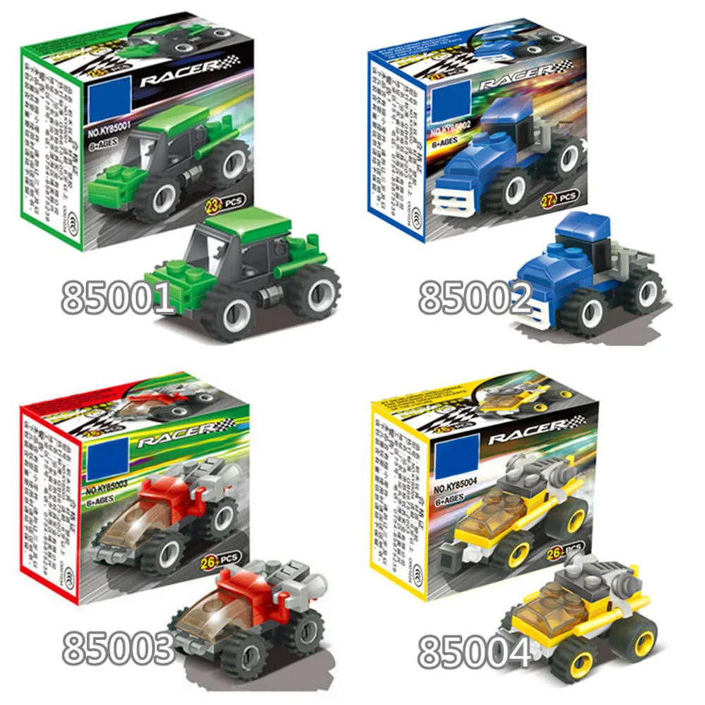 Children Car Blocks Engineer Forklift Navvy Drilling Roller Building Toys Mini Racing Assembling Educational | Игрушки и хобби