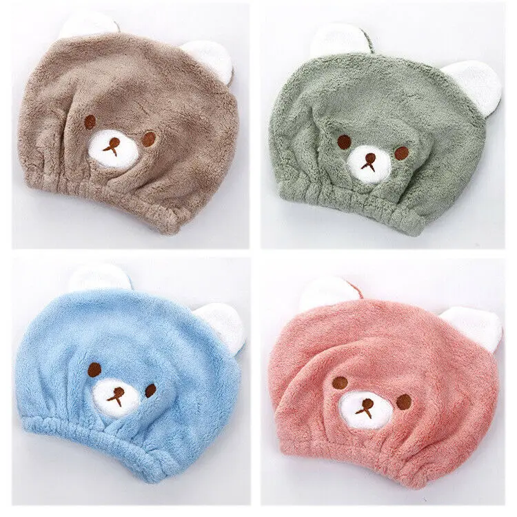 Быстросохнущее полотенце для волос милое детское с мультяшным медведем