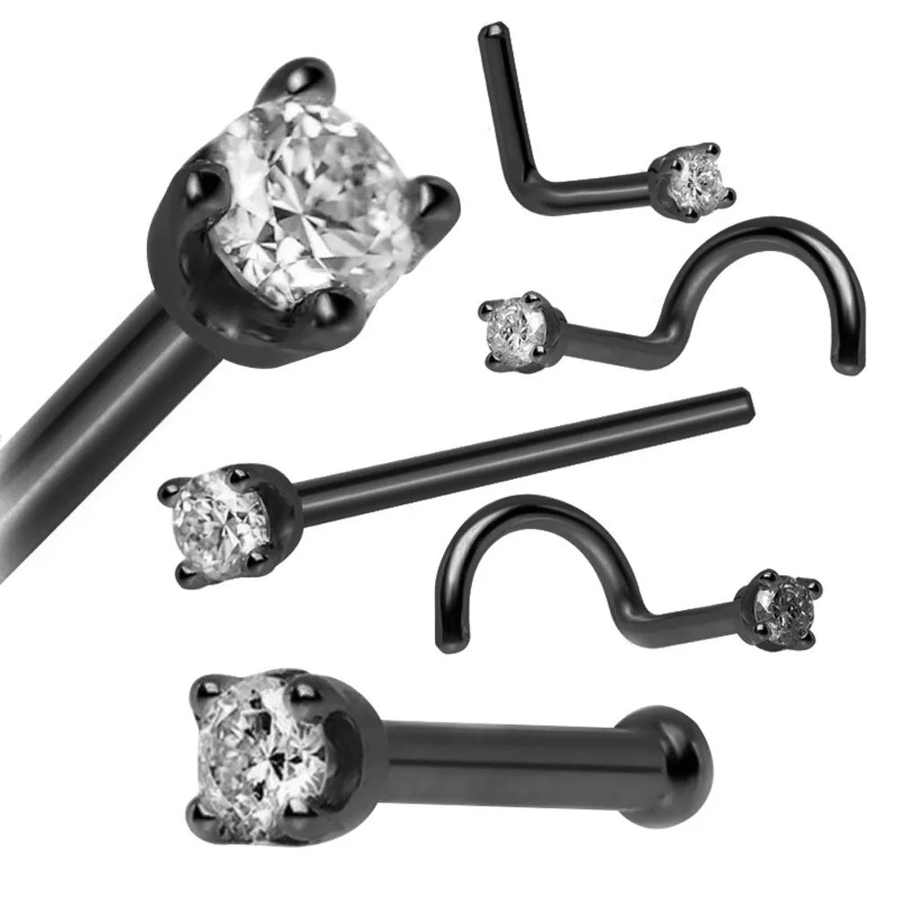 5 шт./лот кольцо в нос со стразами из хирургической стали витые носовые шпильки