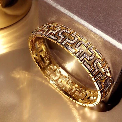 Gold bracelet Модные дизайнерские браслеты из розового золота, наборы колец, безопасная форма замка, высокое качество, циркониевый набор украшений для женщин, роскошный подарок - Окраска металла: Gold bracelet