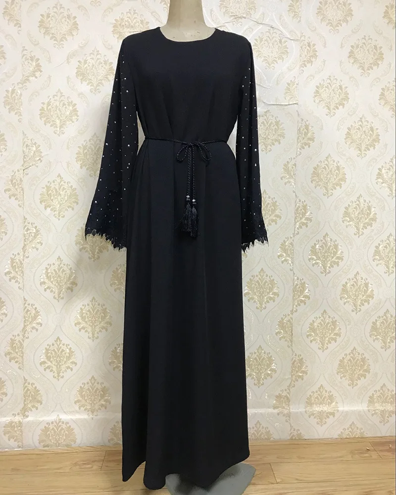Арабское мусульманское женское Свободное длинное платье Abaric Abaya Jubah на шнуровке