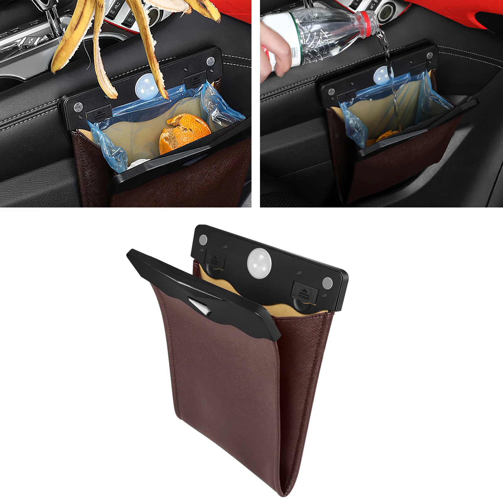 

Многофункциональная сумка для хранения, мусорный мешок для автомобиля со светодиодсветильник кой