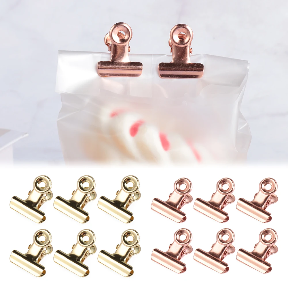 

6Pcs Metal Kitchen Food Sealing Bag Clips Letter Paper Photo File Clamps School Office Calendar Binder Clip Household Accessorie