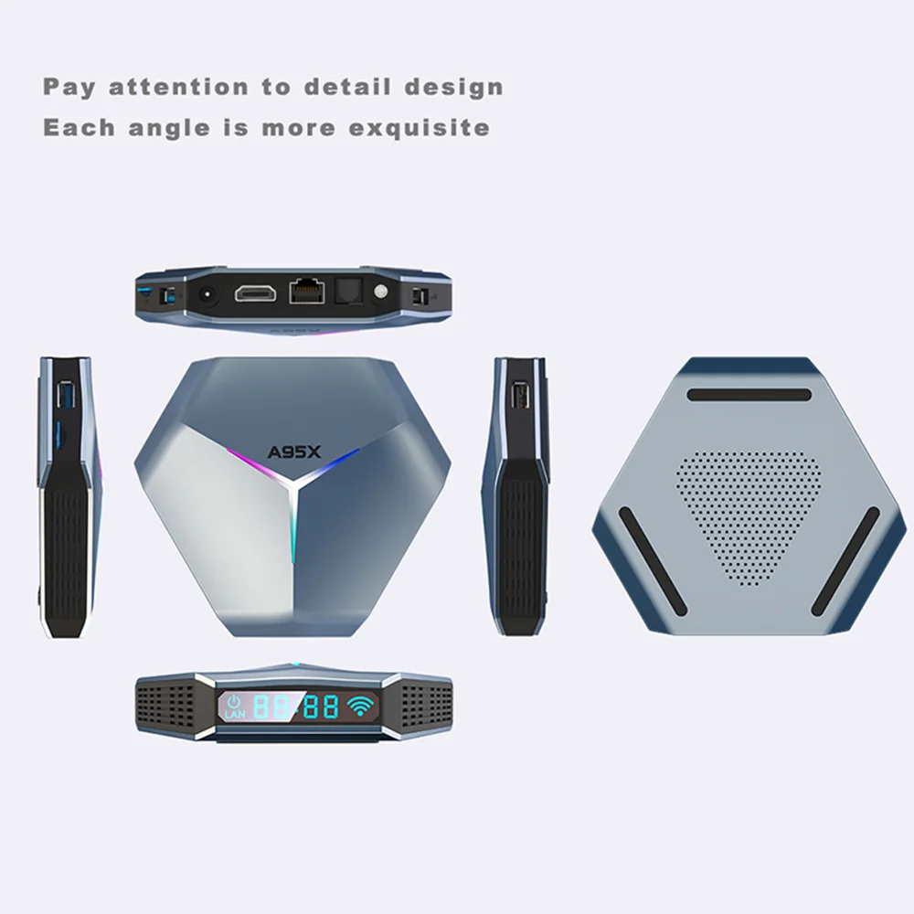 

A95X F4 Smart TV Box 2.4G/5G WiFi Quad Core US/EU 8K RGB Light 2/4G Media Player for Android10 S905X4 16/32/64/128G Media Player