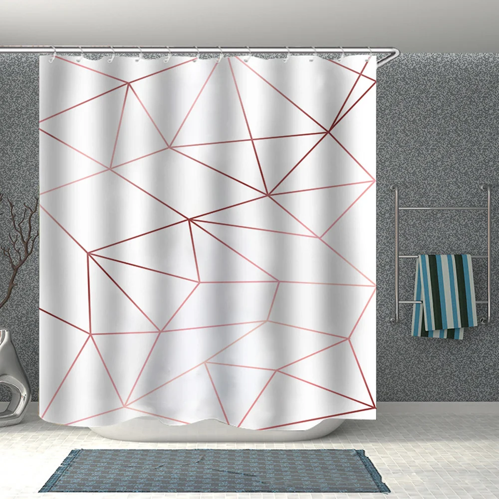 

3D Print Marble Geometric Bathroom Set With Shower Curtain Waterproof Hook Bath Cartoon Kids Gift Hot Funny Rugs Luxury Fashion