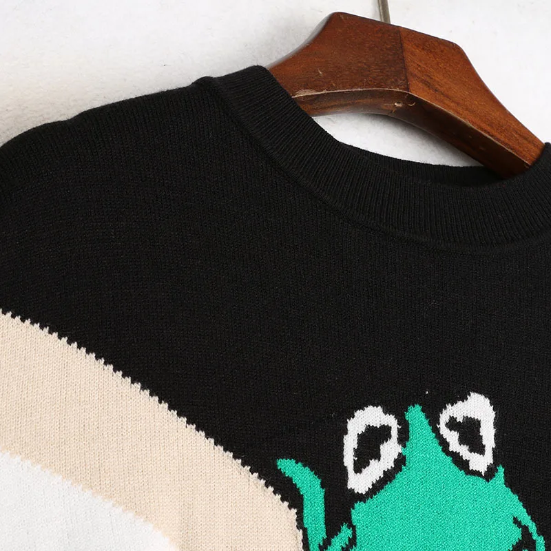 Harajuku Original Women Sweater Warm Frog Jacquard High Quality Winter Sweaters Female Casual Pullover Knitted Tops C-504 | Женская