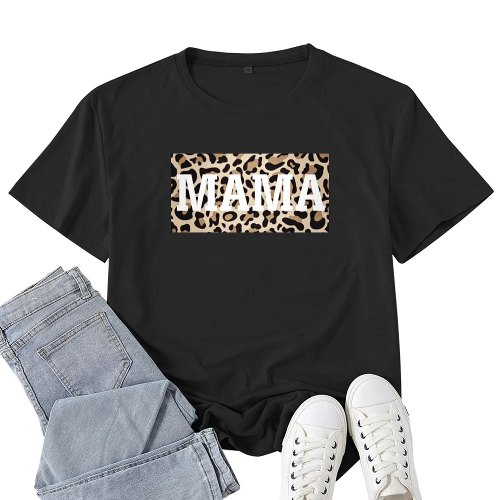 

Leopard MAMA Print T Shirt Women Short Sleeve O Neck Loose Tshirt Summer Women Causal Tee Shirt Tops Camisetas Mujer