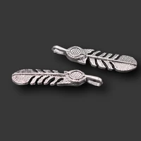 6pcs silver plated hip hop harajuku disco dancing style 3d feather pendants diy charms necklace earrings jewelry crafts making
