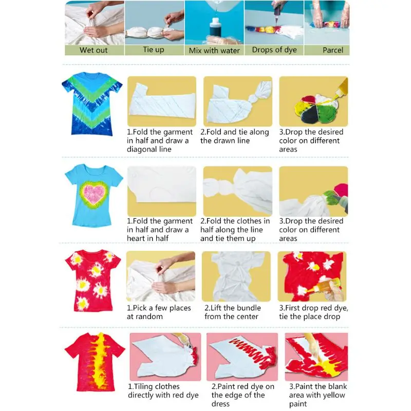 

Tie Dye DIY Kit DIY Clothing Graffiti Dye Rainbow Color DIY Craft Tools Safe and Non-Toxic Dye C26