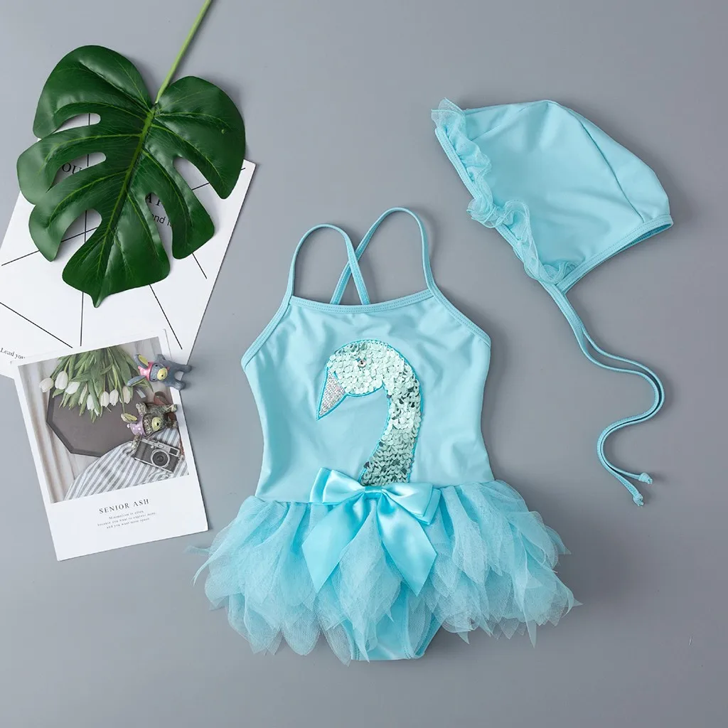 Купальные костюмы с пайетками для маленьких девочек комплекты шапок милый