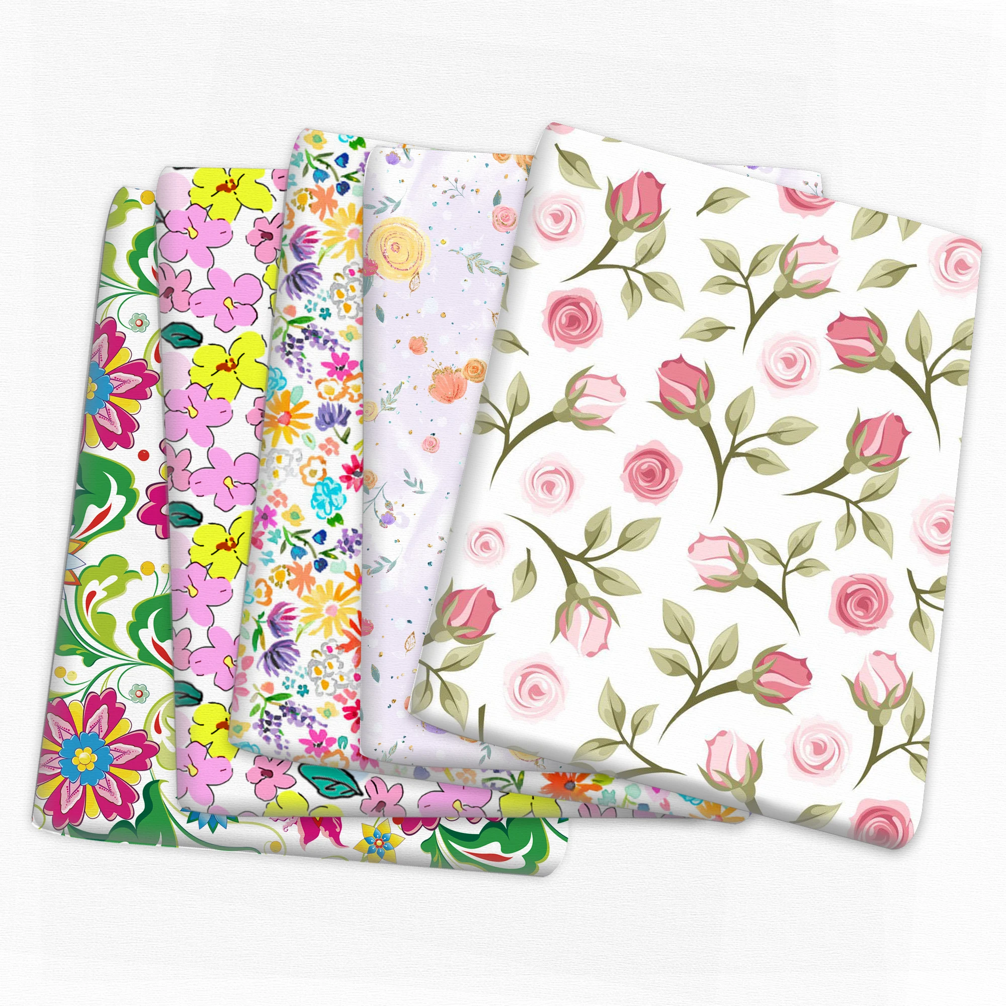 С цветочным принтом из хлопка и полиэстера ткань Сделай Сам Лоскутная работа