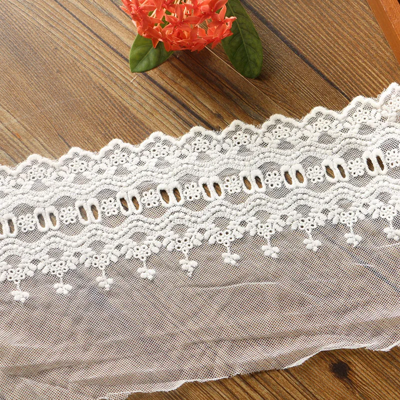 1 ярд изысканной вышивки бежевые белые хлопковые сетчатые кружевные аксессуары