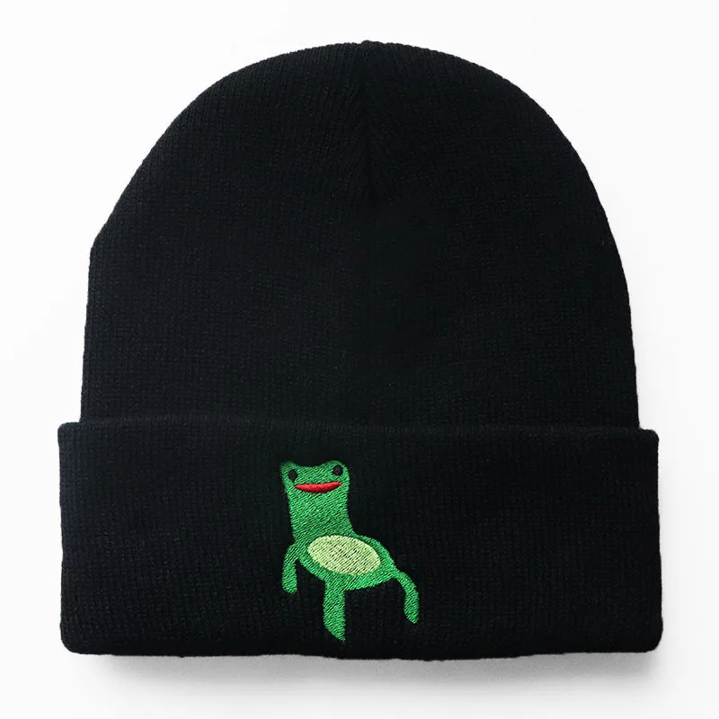 

Froggy Chair Embroidered Beanie for Men Women Frog Hat Winter Warm Knitted Hat Ski Outdoor Hats 6 Colors H138
