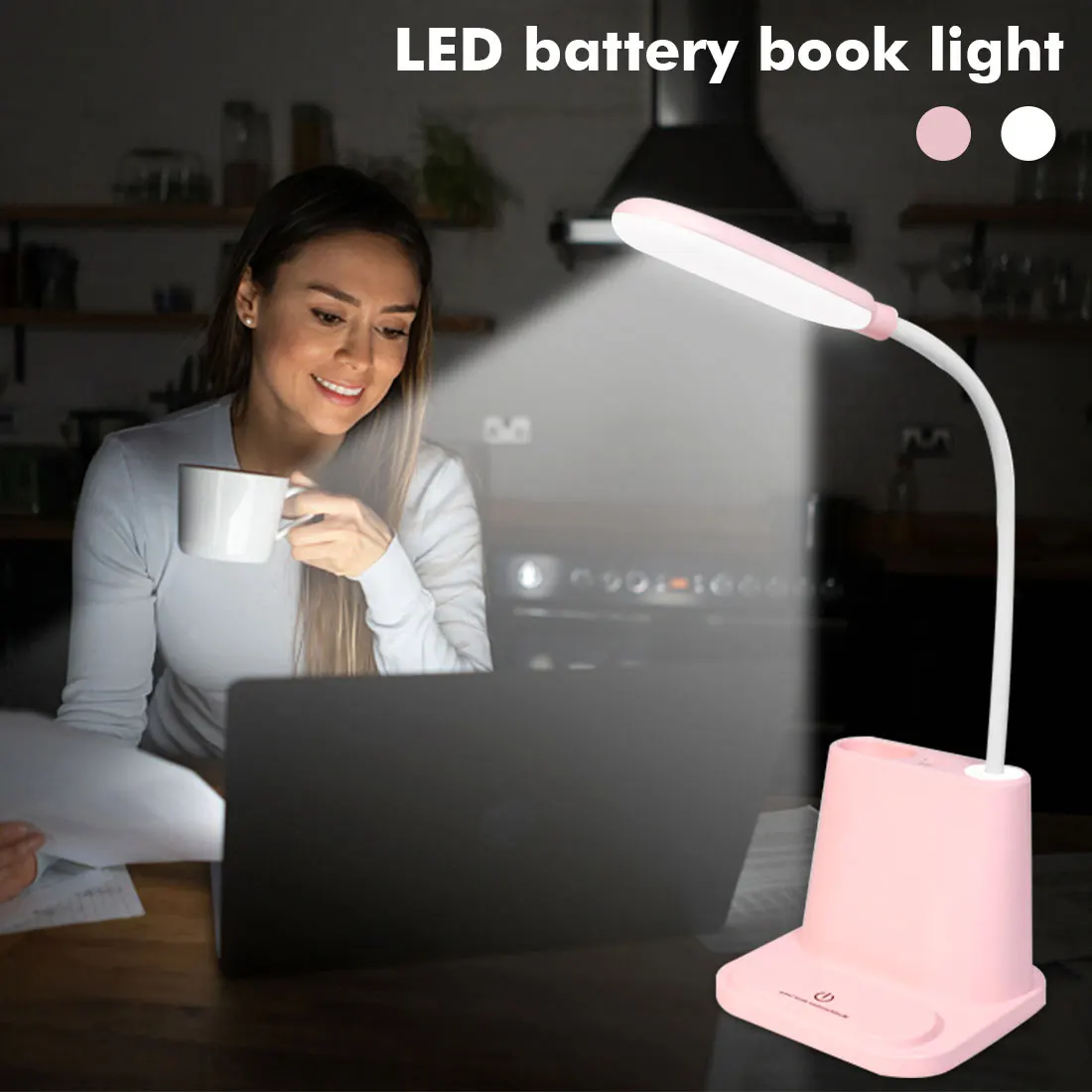 

Rechargeable LEDTable Lamp With Fan Touch Dimmable Desk Lamp Eye protection Reading Light For Kid With Phone Hoder Pen Holder