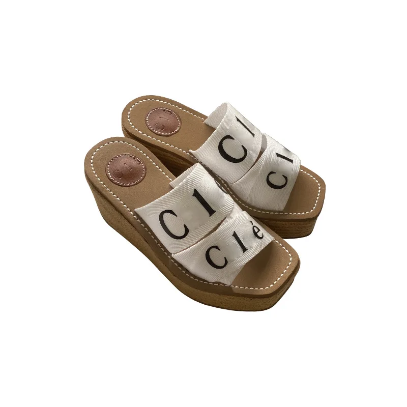 

2021 summer new thick-soled height outside wear letter beach slippers fashion shoes for women slippers