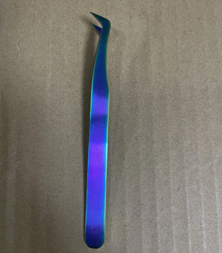 

200pcs quality Stainless Steel Tweezers rainbow color Straight Bend ESD Multifunction eyelash tweezers for nail hot