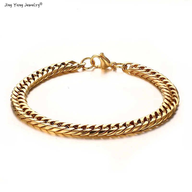 Jingyang 2019 Rvs Золотой Модный мужской браслет подарочные мужские кубинские