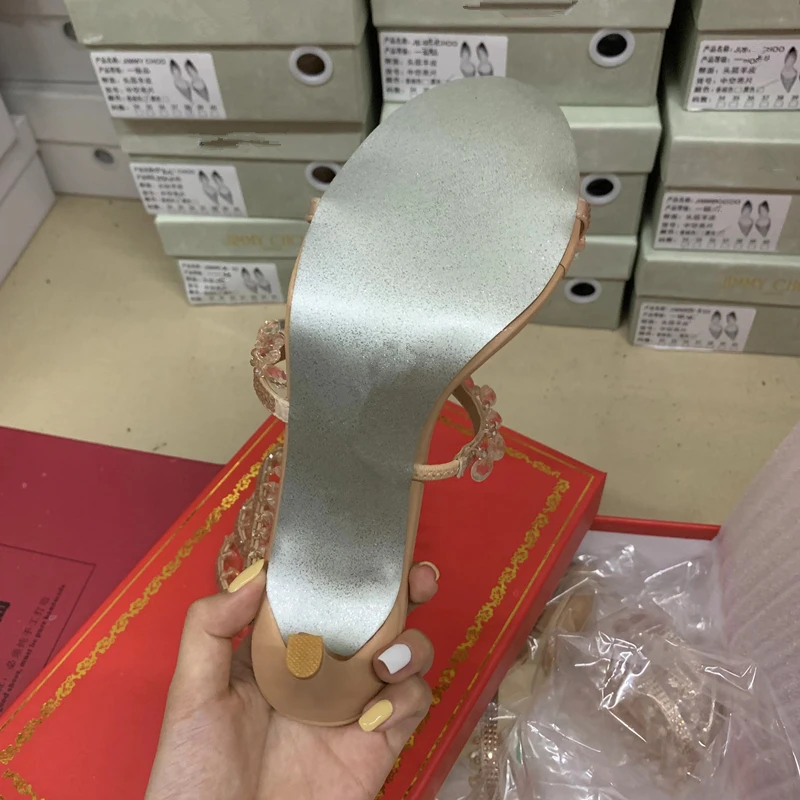 

Luxury Brand Shiny Rhinestone Summer coil Snake-Like Heel Sandals Women 2021 Designer Fashion Sexy Womens Shoes