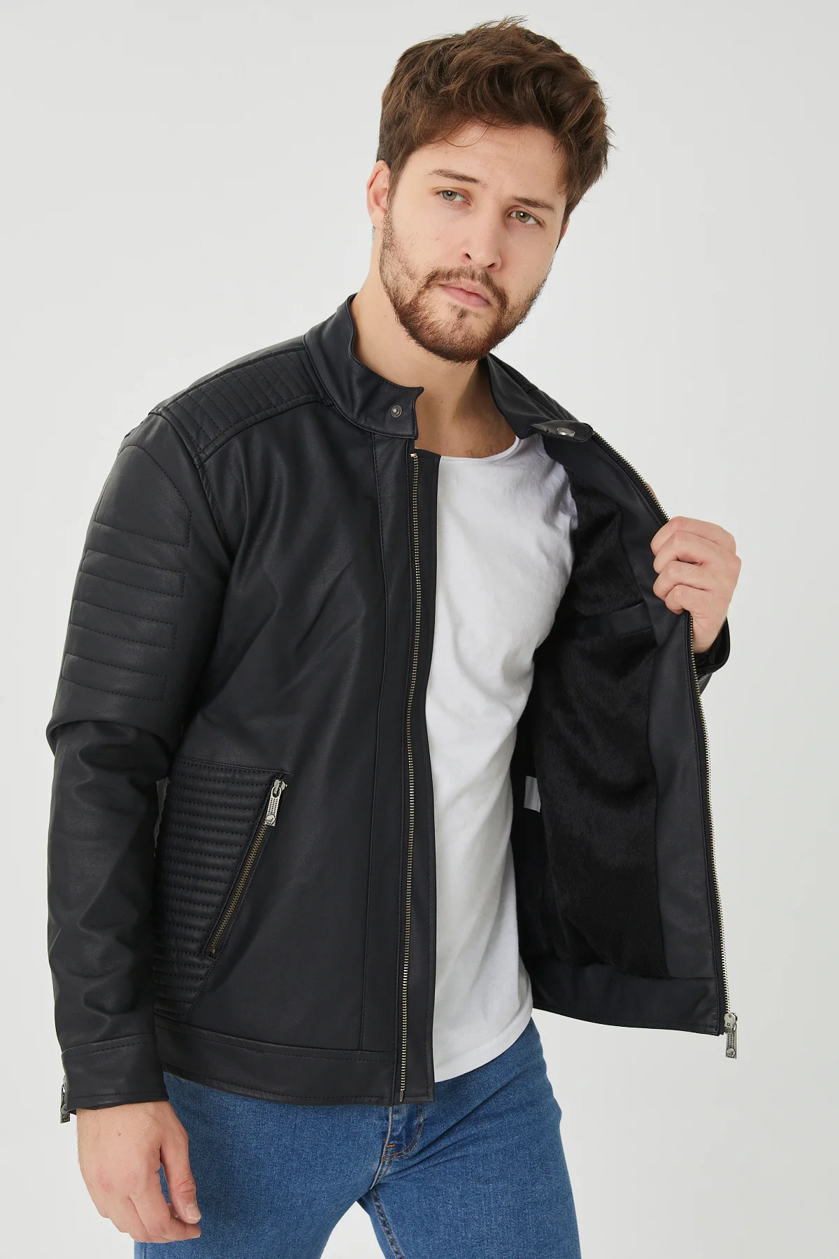 

GAVAZZ MALE INSIDE FURRY LEATHER COATS JACKET 515 MODEL