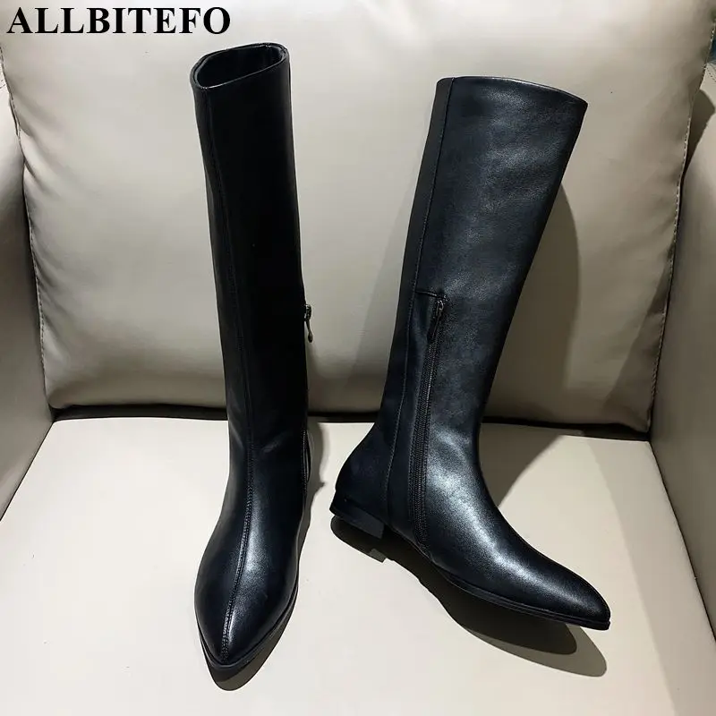 ALLBITEFO/женские ботинки из натуральной кожи и эластичного материала модные женские