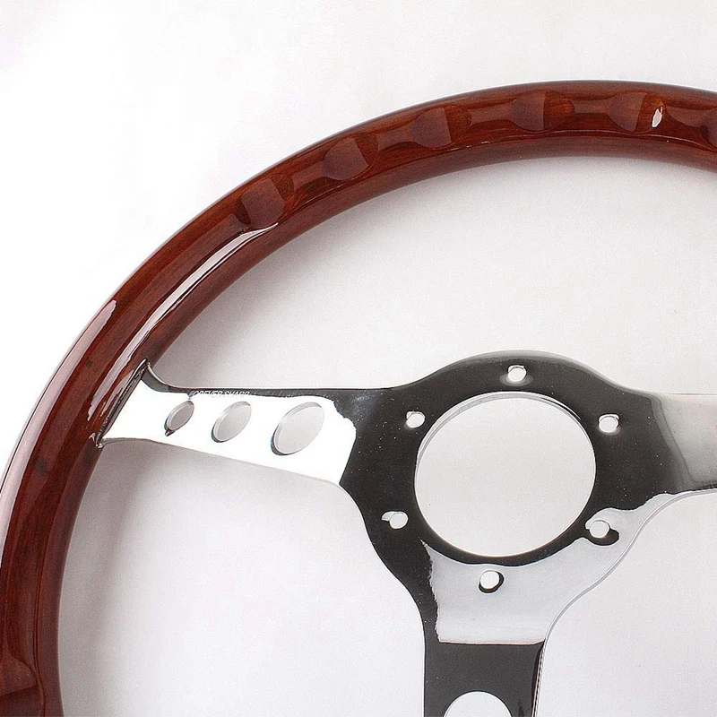 

380mm 15 Inch Grant Classic Nostalgia Style Wood Grain Steering Wheel Classic Wheel Slotted 3 Spoke Steering Wheel Riveted Light