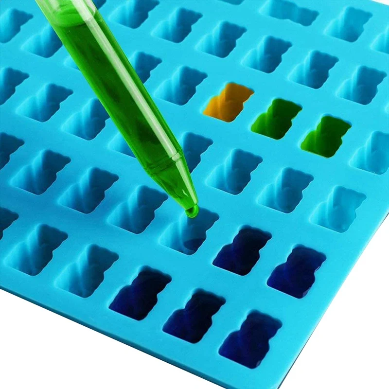 50 полостей красочные силиконовые Медвежонок Gummy конфеты плесень с 6 капельницей