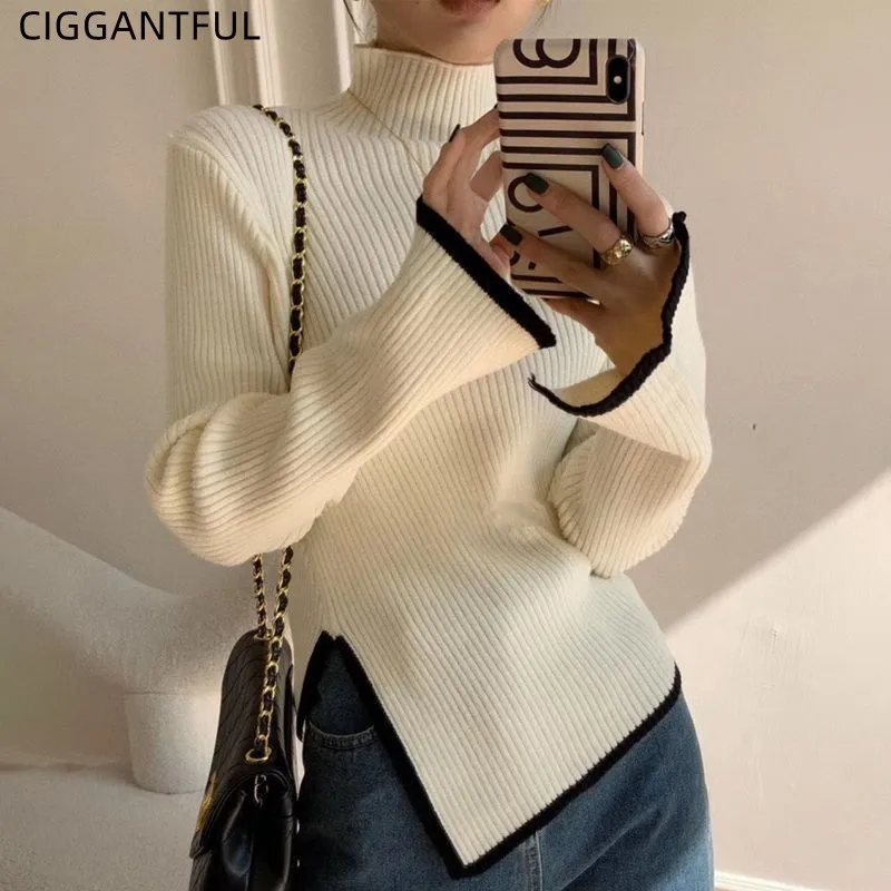 

New Turtleneck Sweater Women New Autumn Winter Slim Knit Long Sleeve Bottoming Pullover Ladies Jumper Fashion Basic Clothes Top