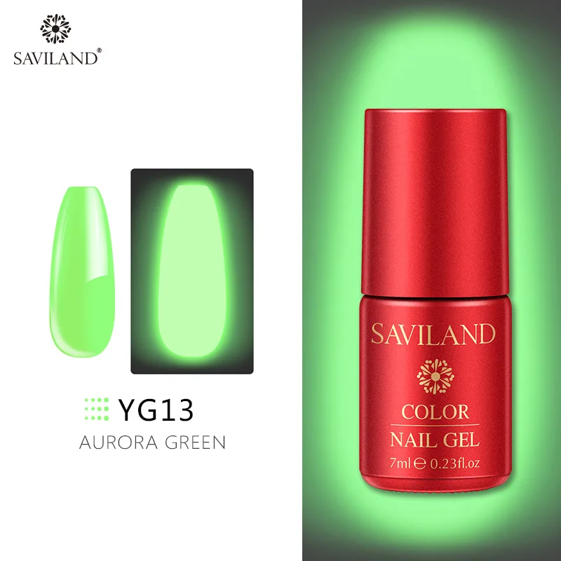 7ml YG13 Светящийся лак для ногтей SAVILAND, не протирает верхнее покрытие, 6 цветов, светящийся в темноте, Гель-лак для ногтей, отмачиваемый, УФ-Гель-лак, блеск в темноте - Цвет: 7ml YG13