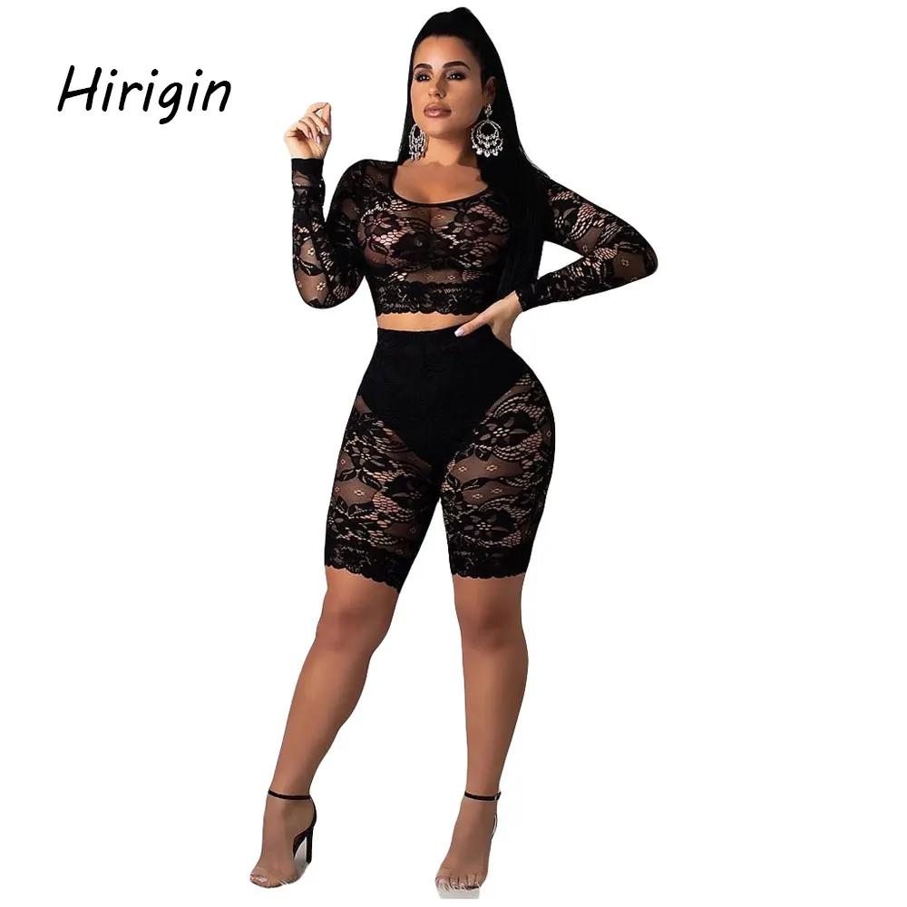Женские ажурные костюмы прозрачный сетчатый укороченный Топ с длинным рукавом