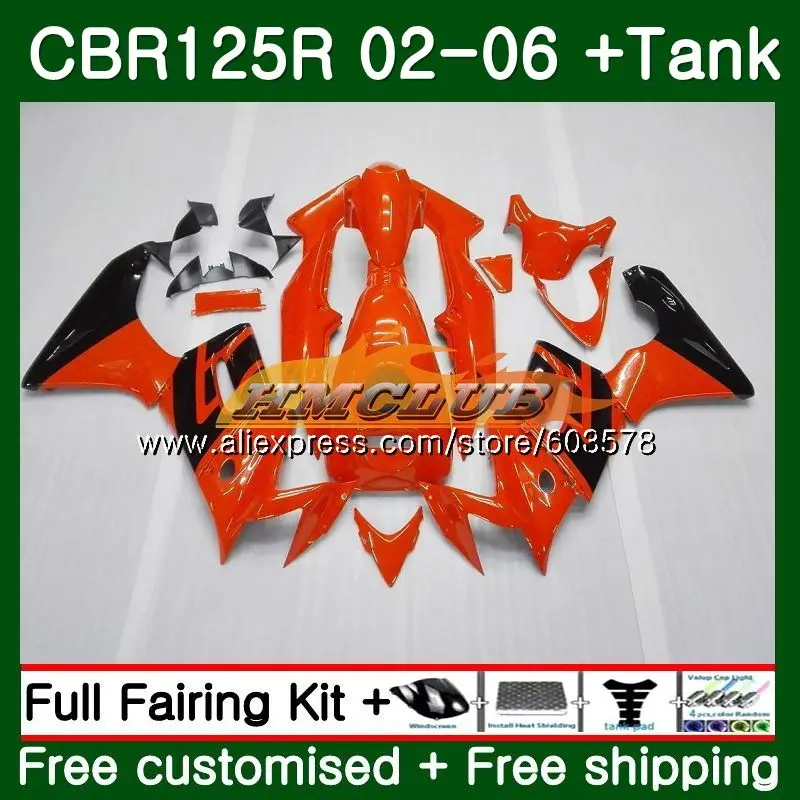 

Body kit For HONDA CBR125R 2002 2003 2004 2005 2006 Orange black 84CL.13 CBR125RR CBR-125R 125CC CBR 125R 02 03 04 05 06 Fairing