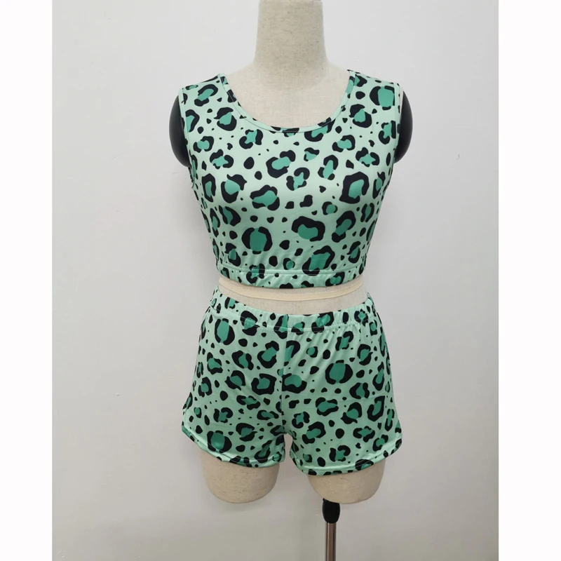 

2pcs Women Pajama Set Casual Set Crop Top and Pants Print Summer Casual Short Tracksuit Homewear Nightwear 2020