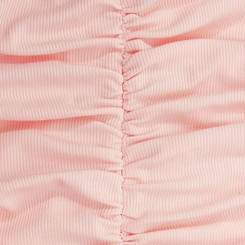 

ONEINALL Sexy Dress For Women O Neck One Shoulder Long Sleeve Ruched High Waist Slim Irregular Hem Midi Dresses Female New 2021