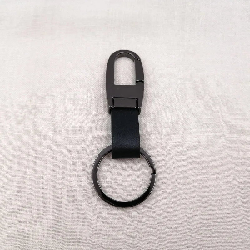 Gun black leather Классические мужские брелки из натуральной кожи, брелок на талию, сплав, брелок для ключей, высокое качество, открытая Пряжка, автомобильный брелок, подарки для мужчин D35 - Цвет: Gun black leather