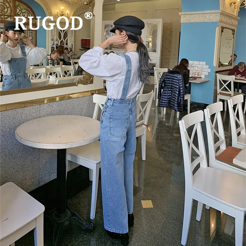 Женский джинсовый комбинезон RUGOD винтажный свободный в винтажном стиле на осень