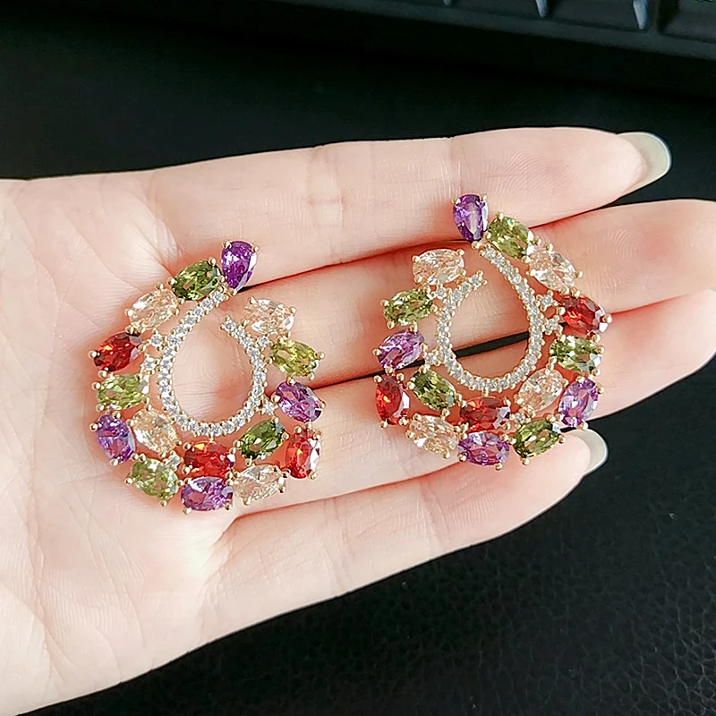 UILZ модные серьги-гвоздики белого цвета с большими каплями воды и фианитом для