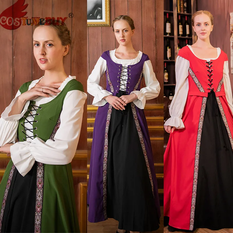 

Costumebuy Women's Renaissance Pirate Peasant Viking Wench Medieval Robe Palace Cosplay Costume Maid Dress
