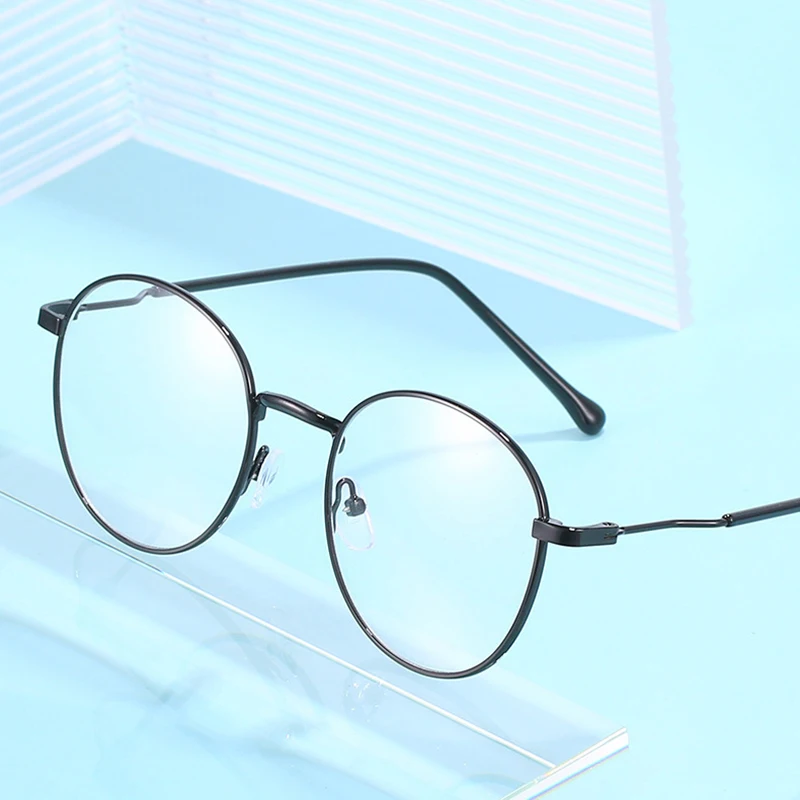 

Классические круглые очки с металлической оправой, очки с прозрачными линзами с блокировкой сисветильник для мужчин и женщин HANW88