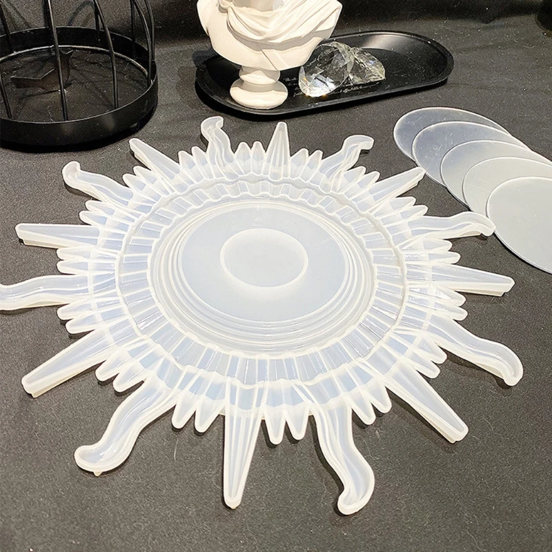 

Sun Moon Mirror Wall Decoration Crystal Epoxy Resin Mold Hanging Ornaments Casting Silicone Mould DIY Crafts Home Casting