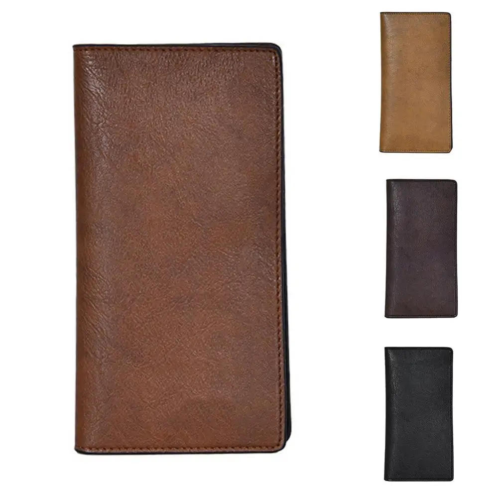 

Solid Color Fashion Men Multi-slot Faux Leather Bifold Clutch Purse Long Wallet