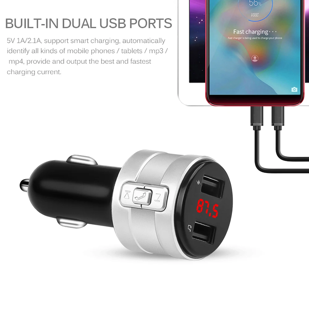 Беспроводной Bluetooth FM передатчик двойной USB AUX модулятор 3.1A автомобильное зарядное