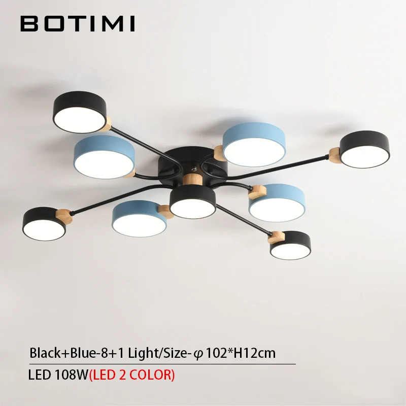 8-1-Light-BK-BU BOTIMI, дизайн, 220 В, светодиодный светильник для гостиной, новинка, серый потолок, круглые абажуры, металлические люстры, освещение для спальни - Цвет абажура: 8-1-Light-BK-BU