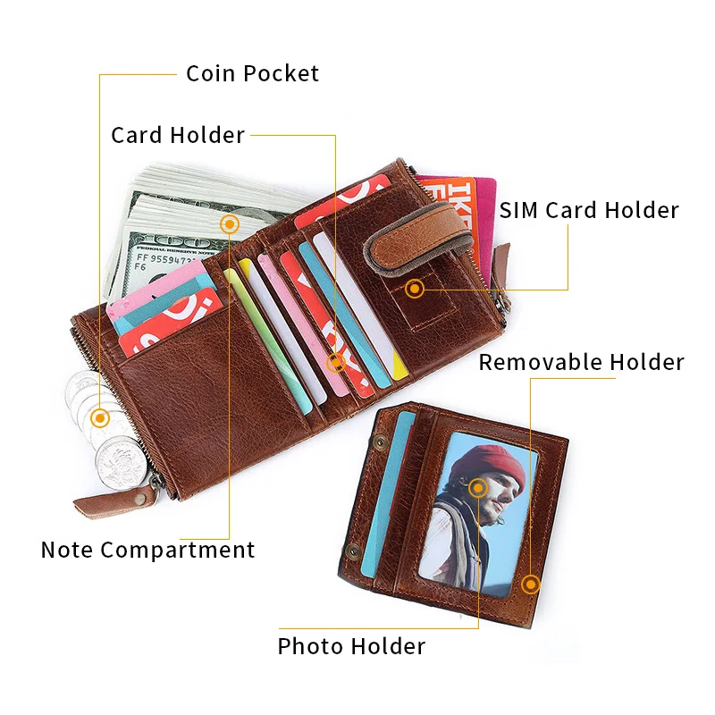 Мужской кошелек из натуральной кожи с RFID защитой| |