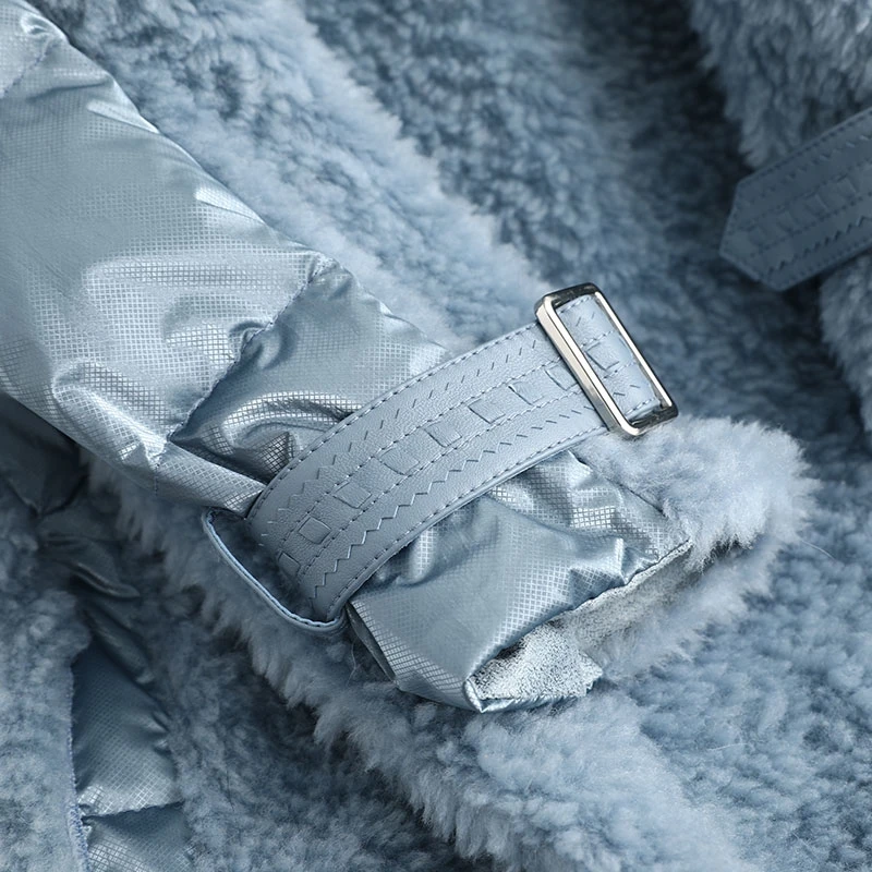 

JCBC 2021 Real Sheep Shearling Fur Coat Female Real Fox Fur Collar Long Down Jacket Winter Jacket Women 100% Wool Coats MY4055