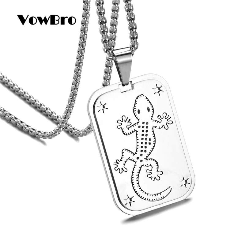 Wowbro ожерелья из нержавеющей стали геккон и подвески металлическая цепочка для