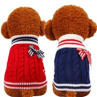 dog sweater puppy dog pet cat warm navy sweater bow tie checkered cat dog sweater teddy bear small dog clothes
