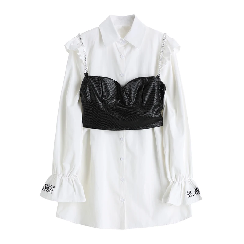 

Lauri Laki Vintage White Blouse Dress Women Elegant Long Sleeve Shirts Mujer Plus Size Chic Office Wear Tops 2021