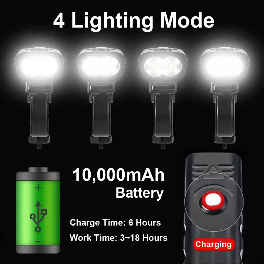 Buy 10000mAh Bike Light USB Rechargeable 3000 Lumens Headlight 5T6 LED Super Bright Flashlight Front Lights and Back Rear light on