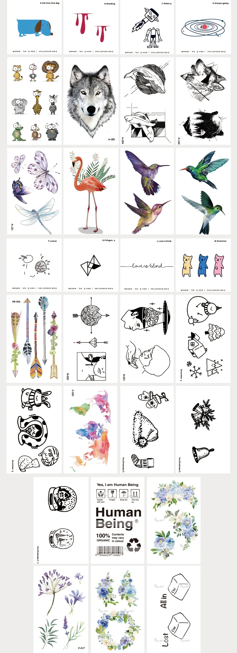 30 листов/партия водостойкие временные тату наклейки для взрослых и детей|tattoo