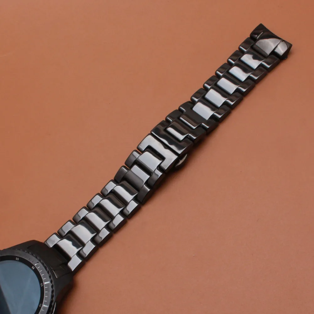 

New Replacement Fashion Watchband Black Ceramic Fit Samsung Gear Frontier 22mm Smart Watches Wristband Solid Curved end Special