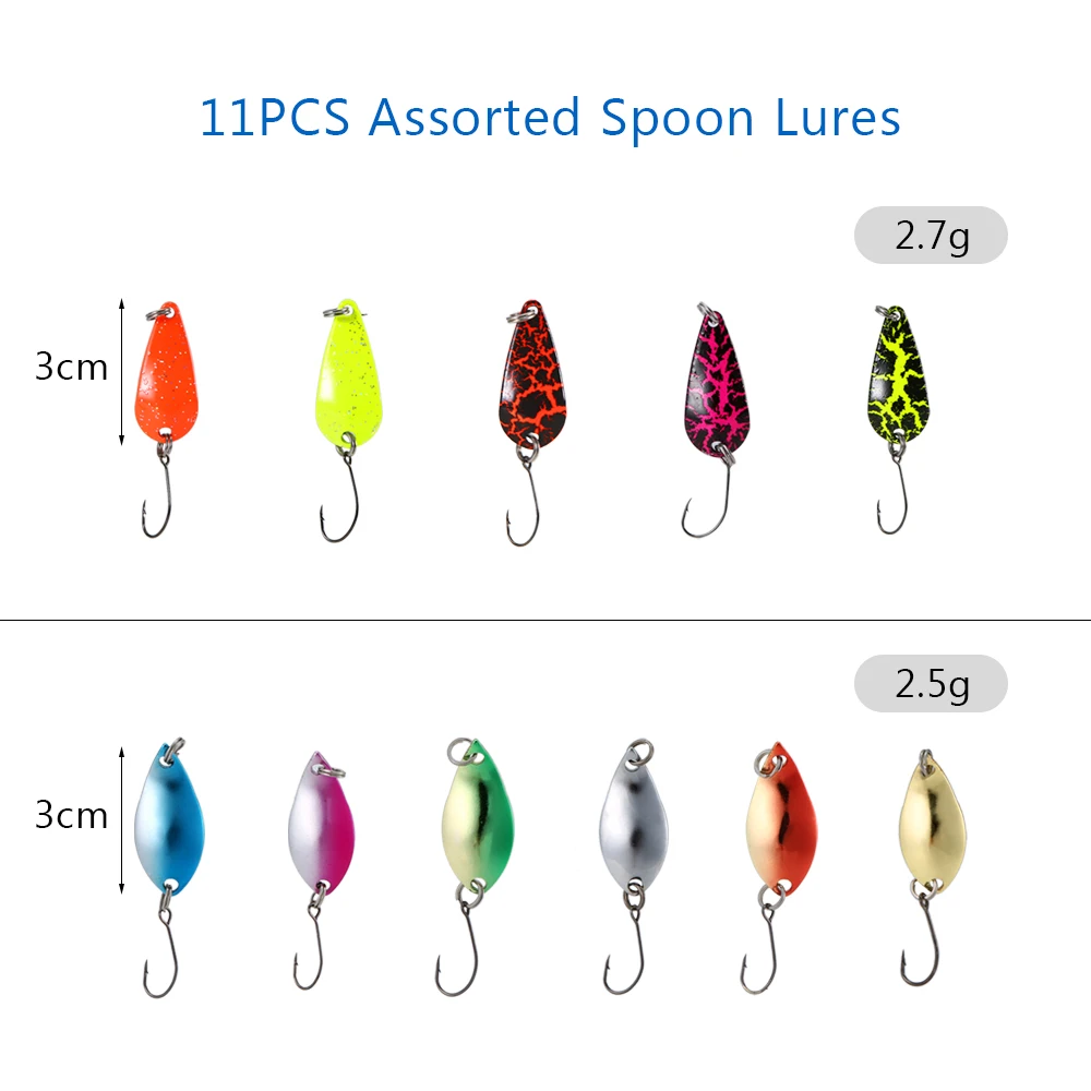 Lixada 11Pcs Mixed Colors Fishing Metal Lures Spoon Set Artificial Trout Lure Hard Baits Accessories Fast Delivery - купить по